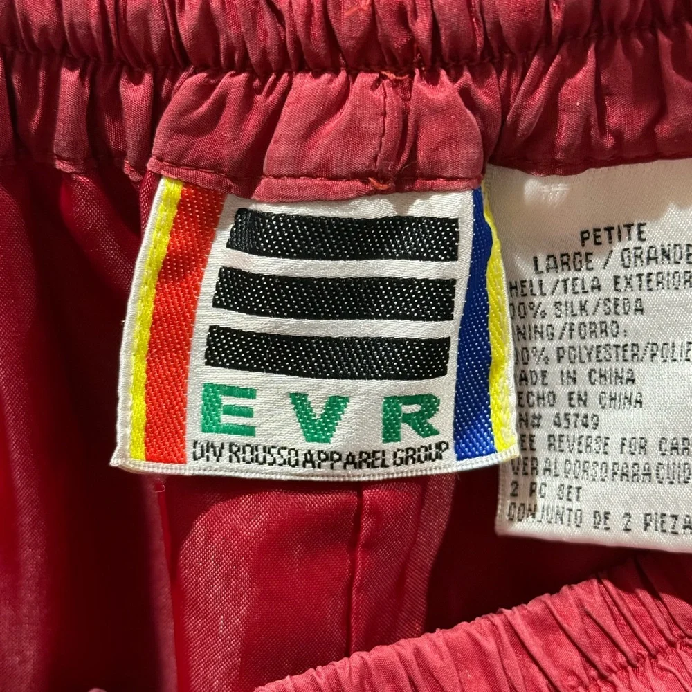 Vintage 1990s EVR Div Rousso Apparel Red Silk Pants - Picture 7 of 9